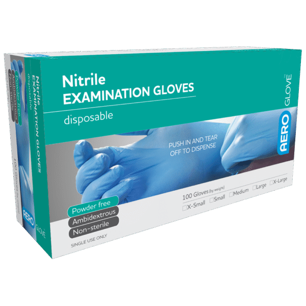 AEROGLOVE Medium Nitrile Powder-Free Gloves Box/100
