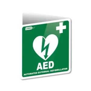 CARDIACT Poly AED Angle Bracket Sign 22.5 x 22.5cm