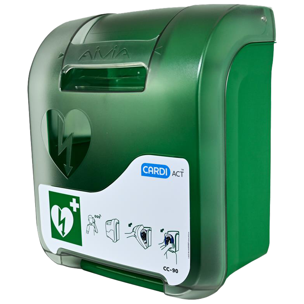 CARDIACT Alarmed AED Cabinet on clear background