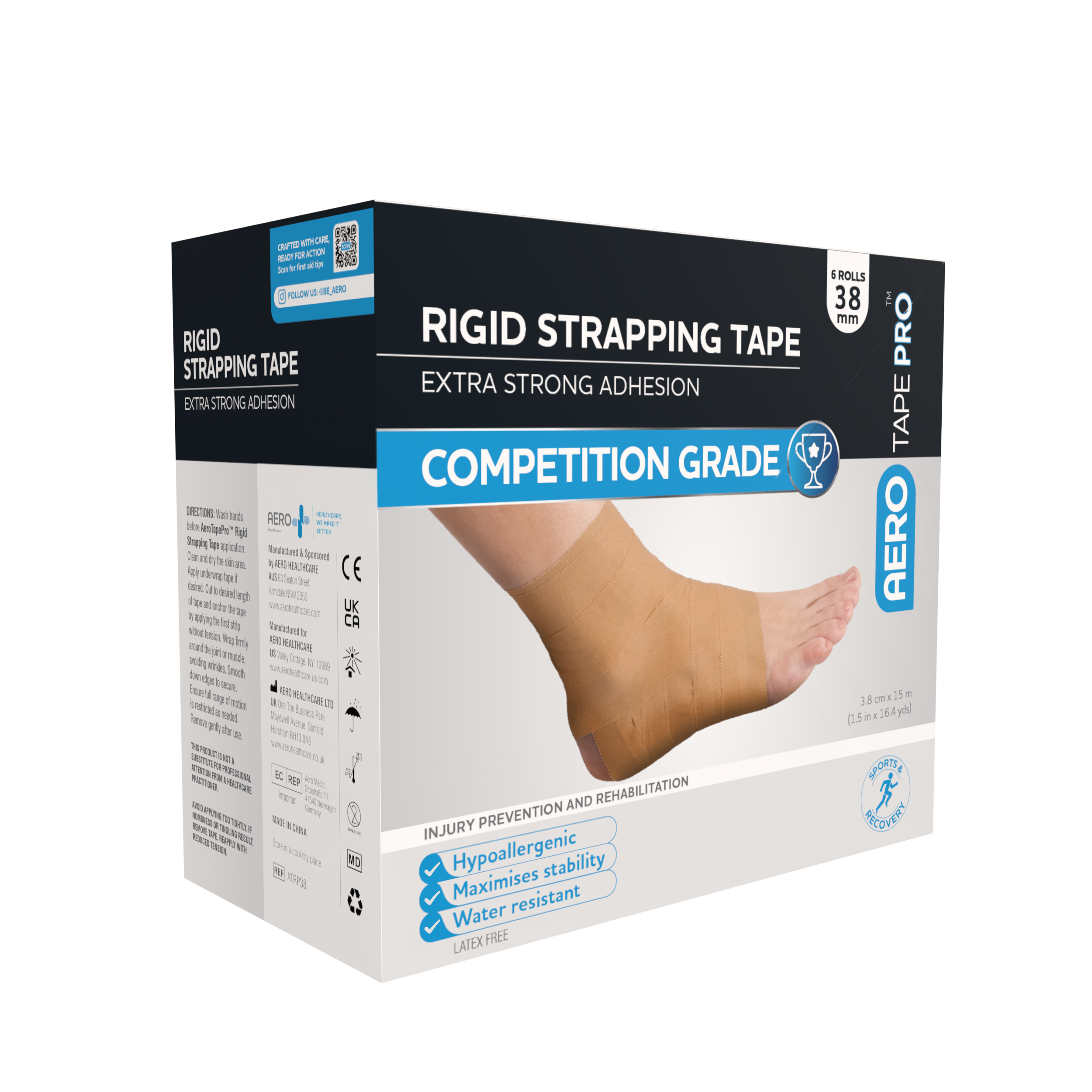 Box/6 Rigid Pro Strapping Tape 3.8cm x 15m AEROTAPE